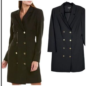 TAHARI Dark Green Double-Breasted Blazer Goldtone buttons Lined. EUC US 14